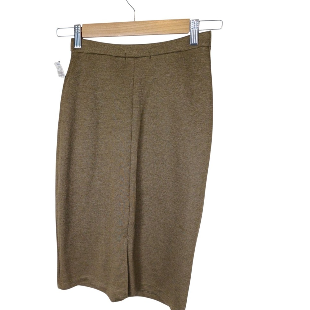 Vintage CPW Brown Olive Knit Pencil Skirt Front Pockets High Waist Size S- M
